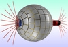 Magnetic field lines (red) entering and exiting the spherical device developed by researchers at Autonomous University of Barcelona.